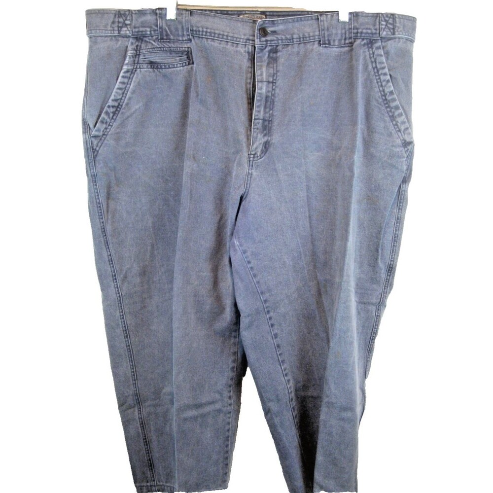 Mens Zeppelin Blue Denim Cotton Pleated Casual Jeans Pants sz 54x27